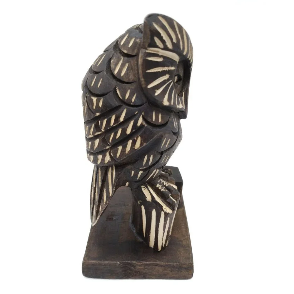 Wood OWL Pencil Pen Holder Desk Décor